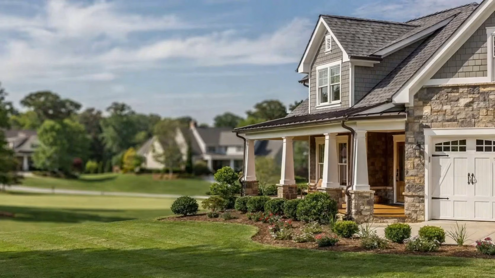 A craftsman home in North Atlanta at golden hour
